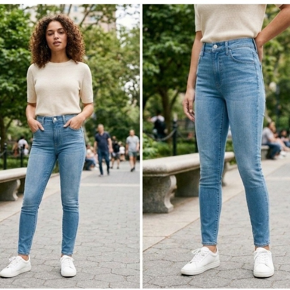 Aeropostale Womens High Waisted Skinny Jeans Medium Wash Blue Denim Size 27